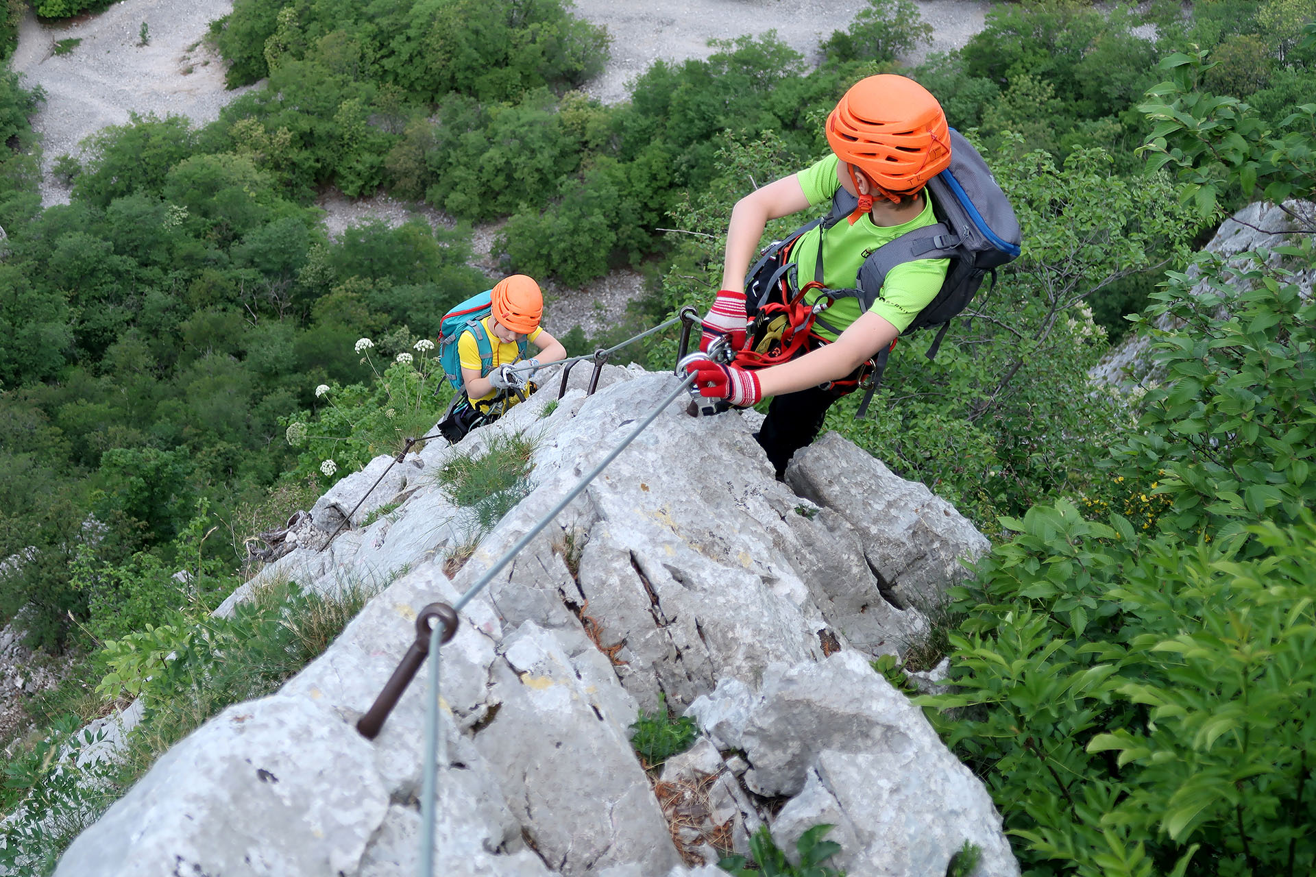 guided ascent with a mountain guide on via ferrata furlan and otmar