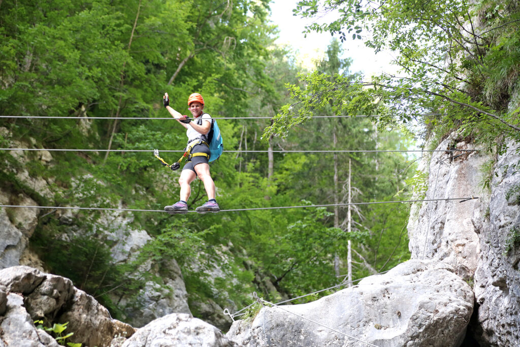 guided ascent on via ferrata hvadnik