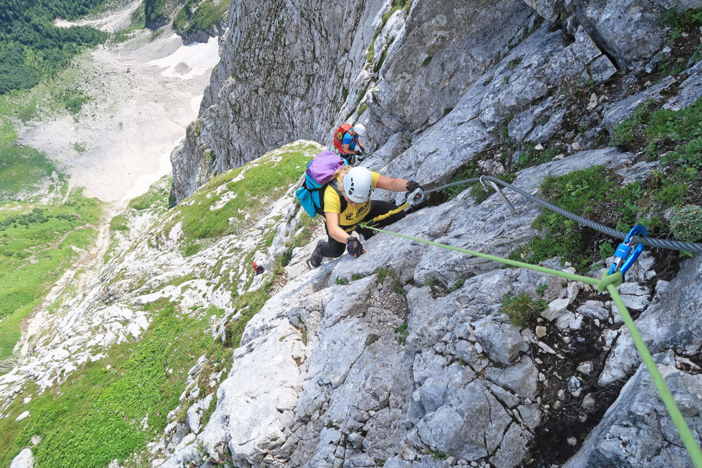 guided ascent on via ferrata mangart
