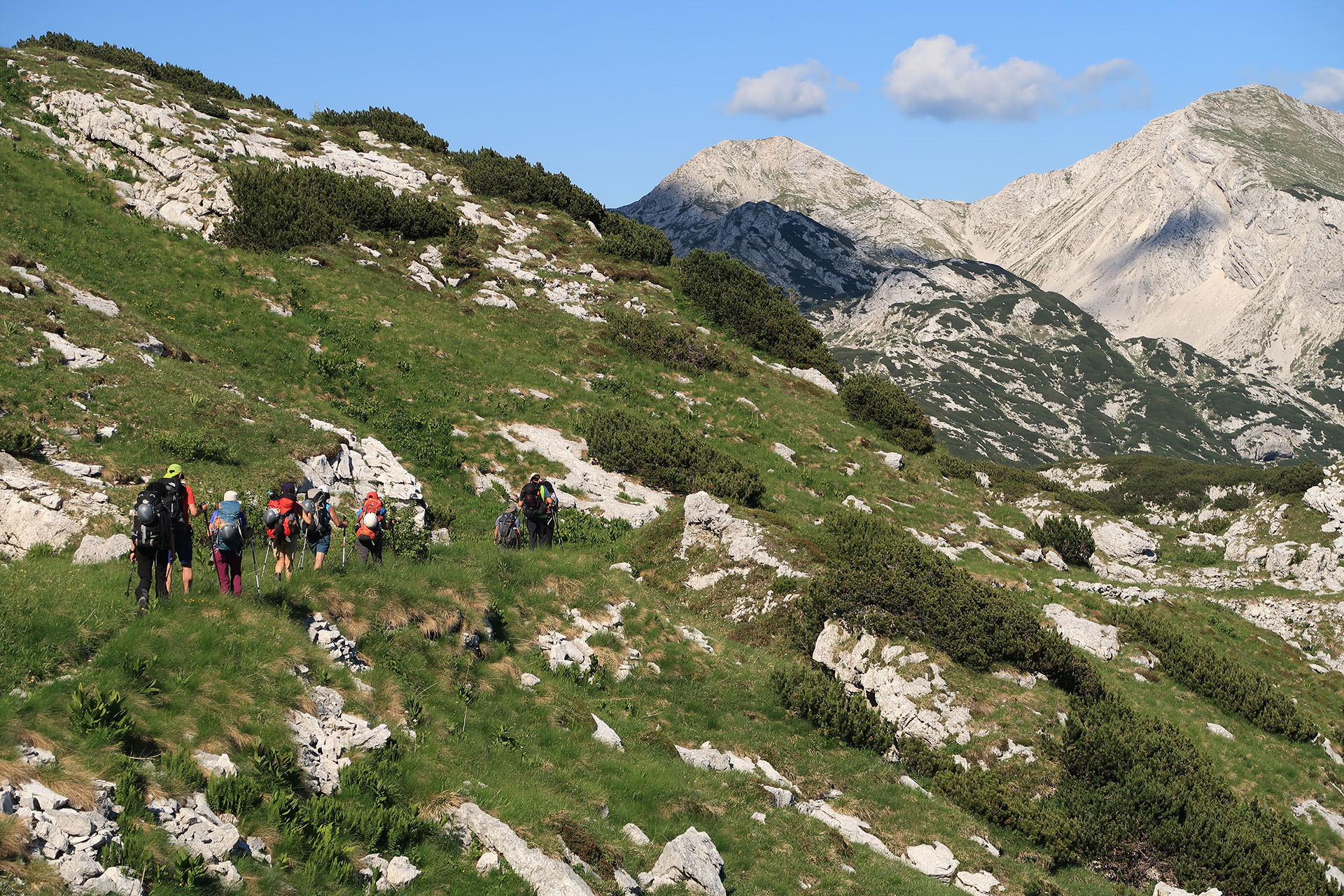 Treking čez Julijske Alpe. Hoja preko kraške planote Komna. 