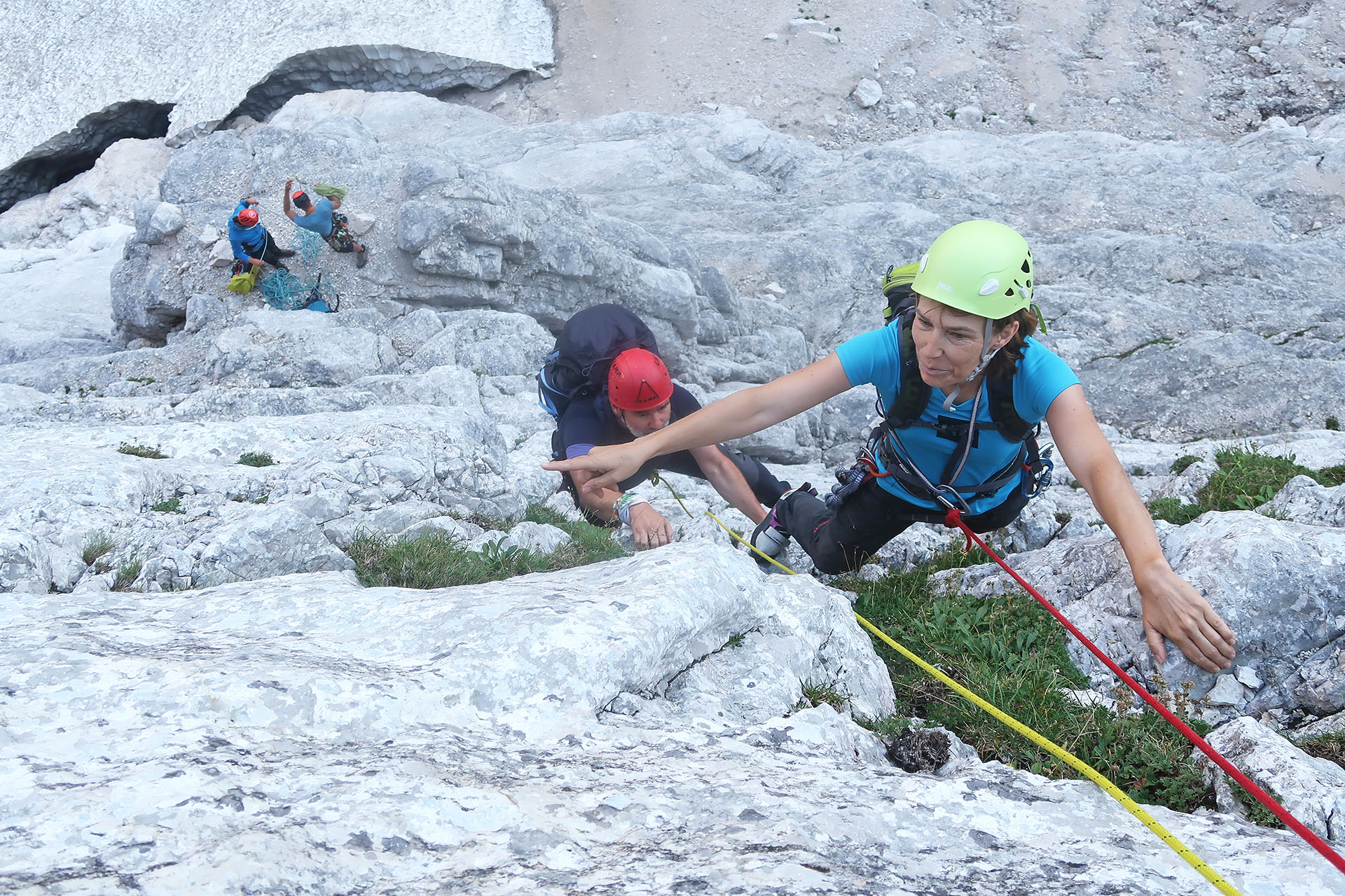 Happy clients in Bavarian route in Triglav north wall