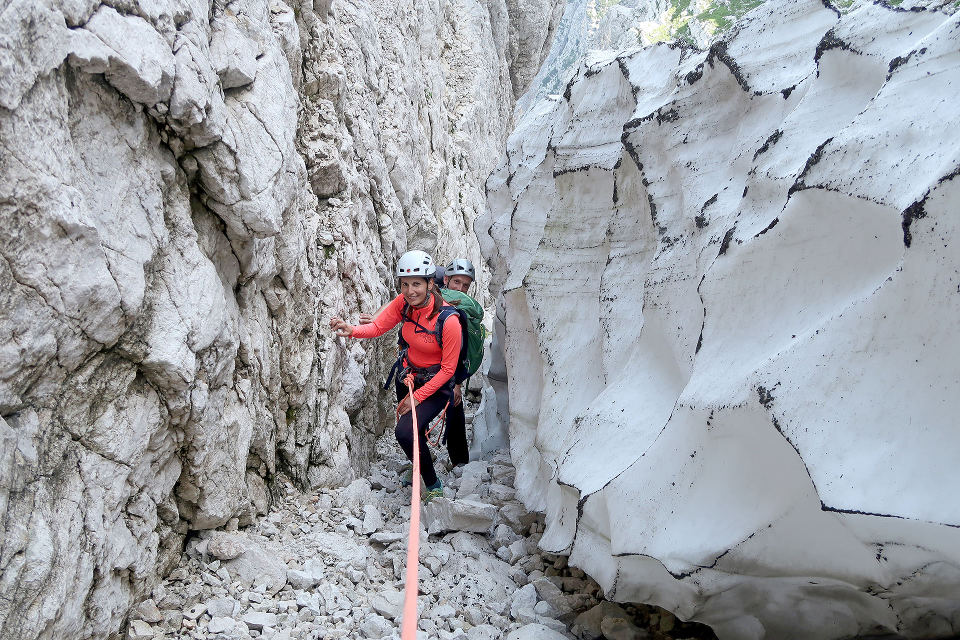 In the Triglav north wall above the German turn - German route