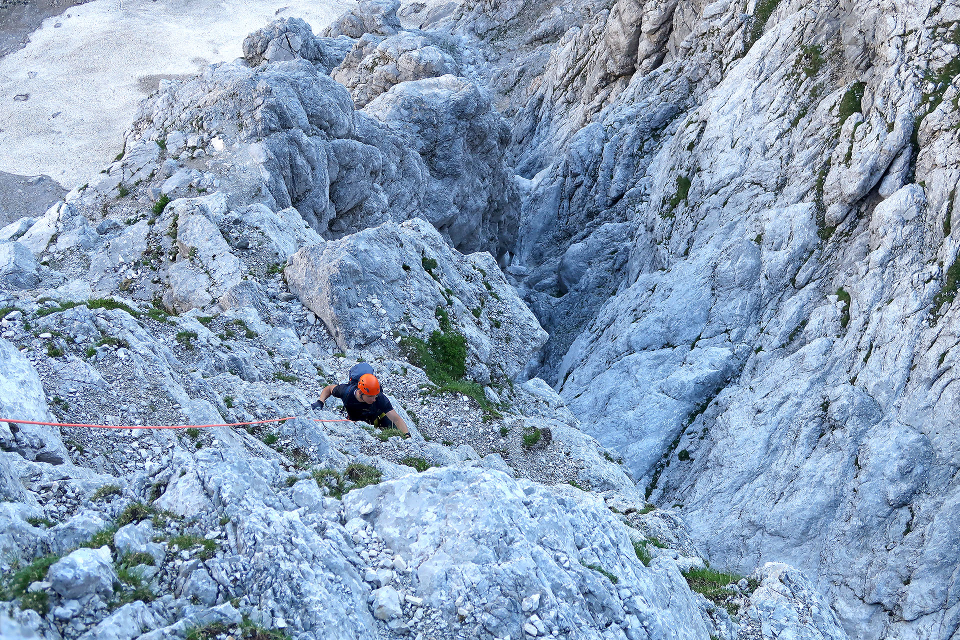 Guidied tour with IFMGA mountain guide in Long german route in Triglav north wall