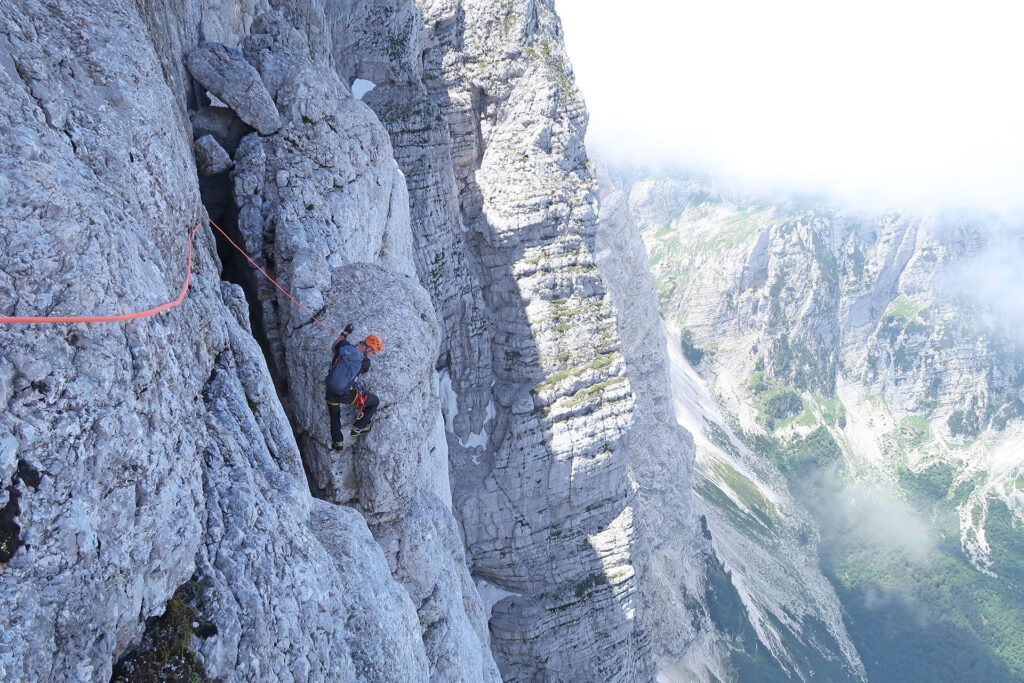 Guided climb in Long German route in Triglav north wall