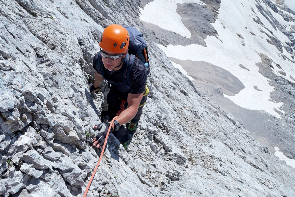 Guided climb Long German route in Triglav north wall