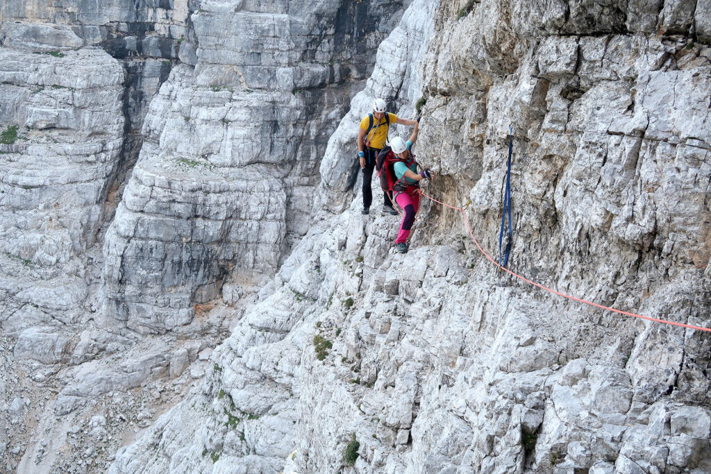Guided climb in Slovenian route in Triglav north wall with IFMGA guides 