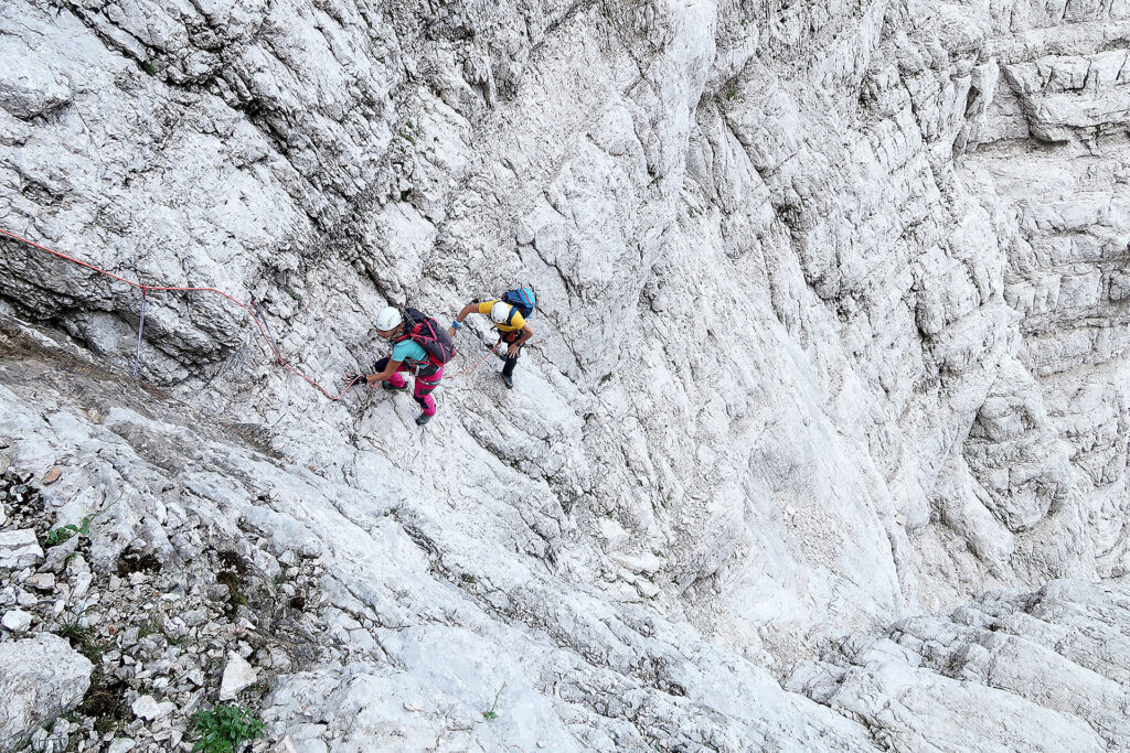 Guided climb Slovenian route in Triglav north wall 