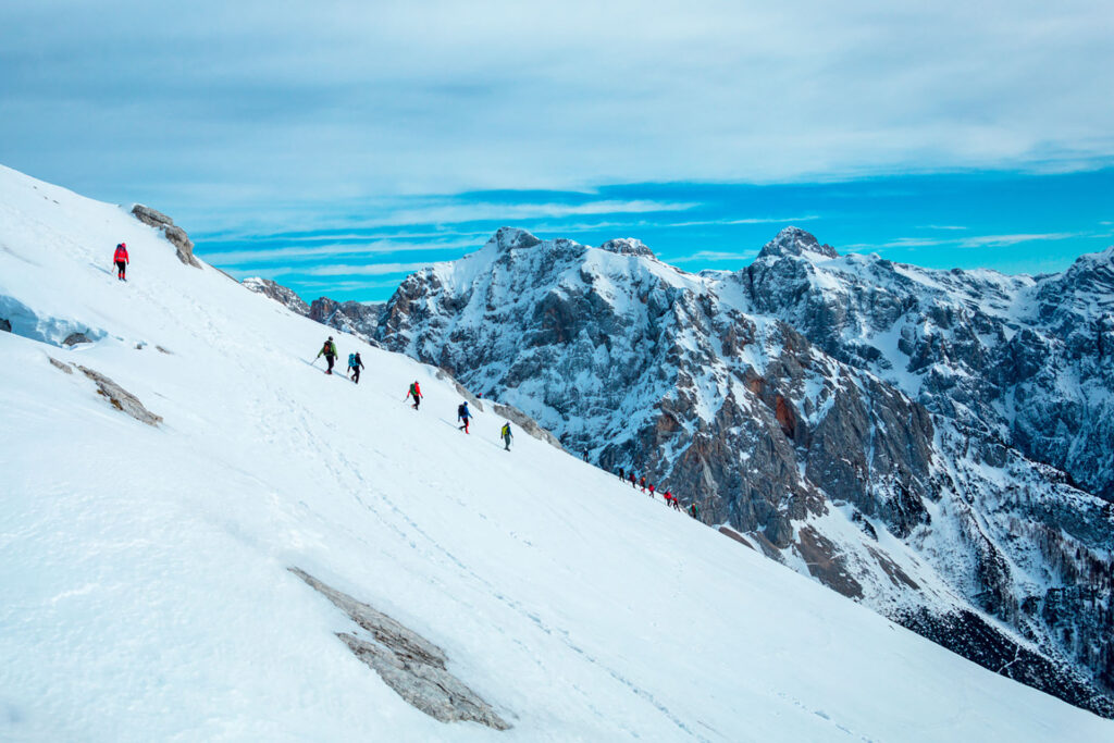 Beginner winter mountaineering course in Julian Alps