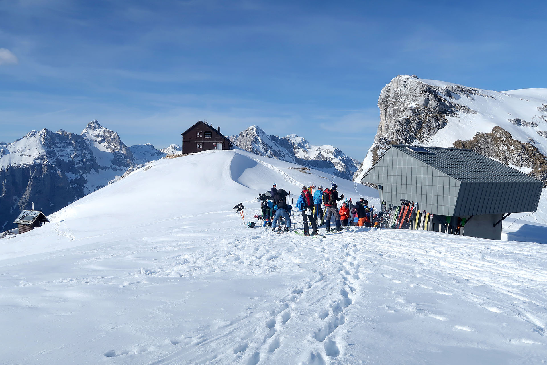 Guests at Prehodavci winter rooom-Triglav ski touring traverse 