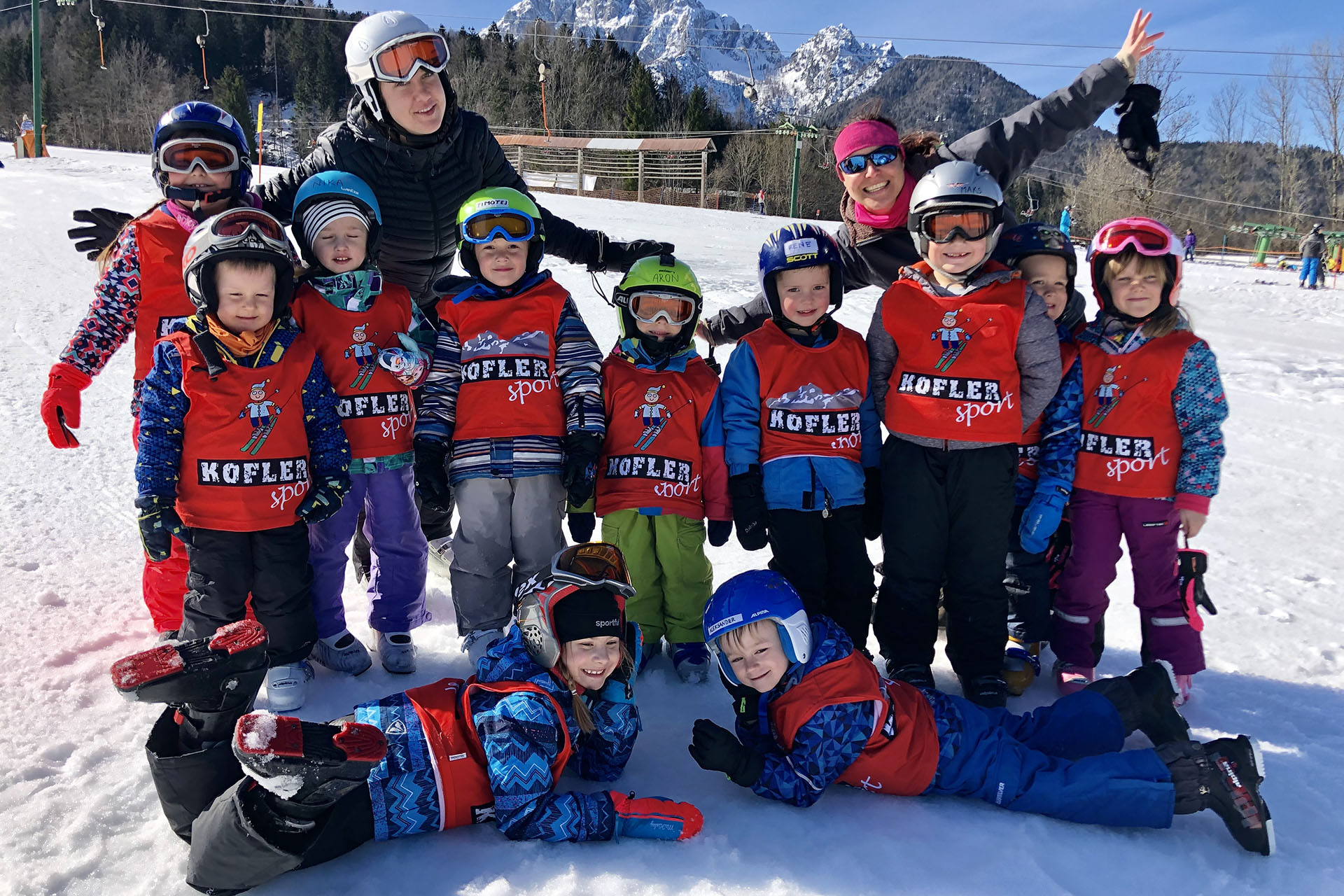 Beginner skiing course on ski slopes of Kranjska Gora