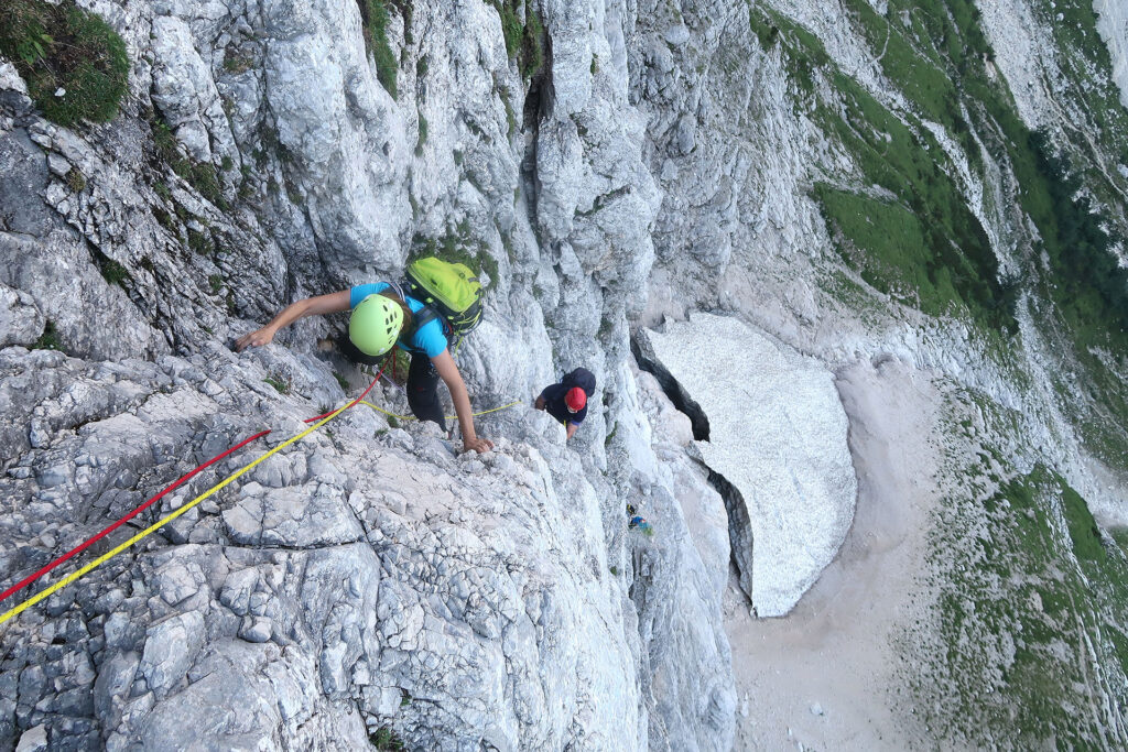 Bavarian route in Triglav north wall guided climb with IFMGA guide
