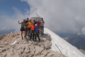 Guided group on top of Triglav