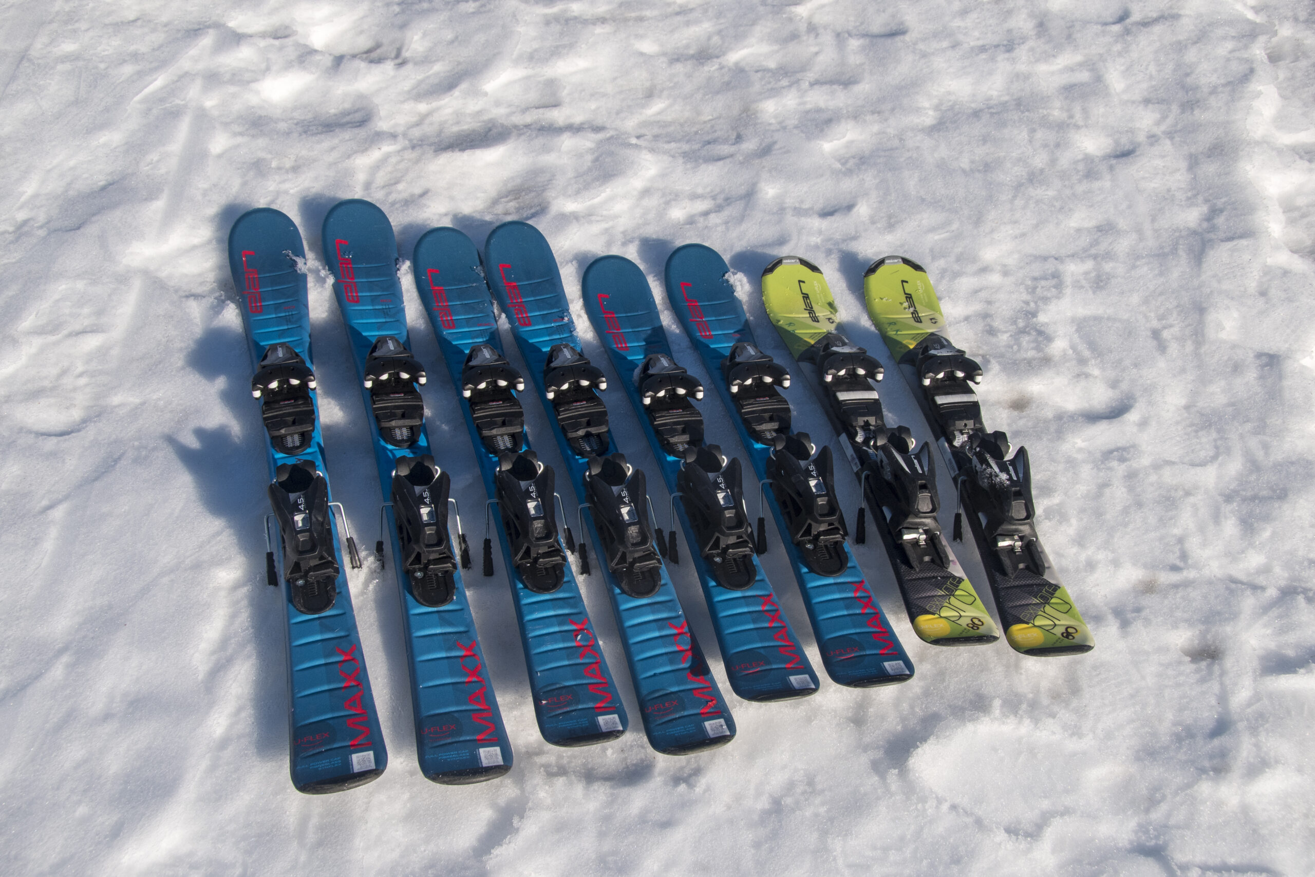 Children's alpine skis for rental.
