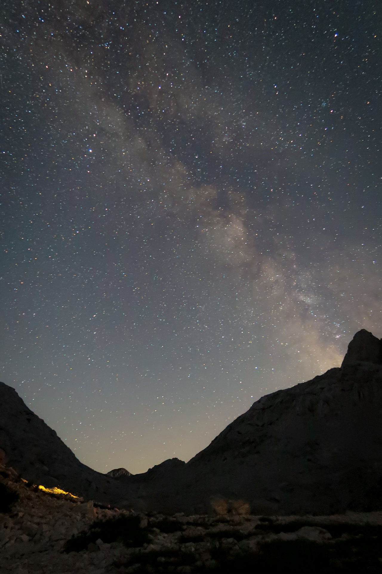 View over stars during trekking across Julian Alps