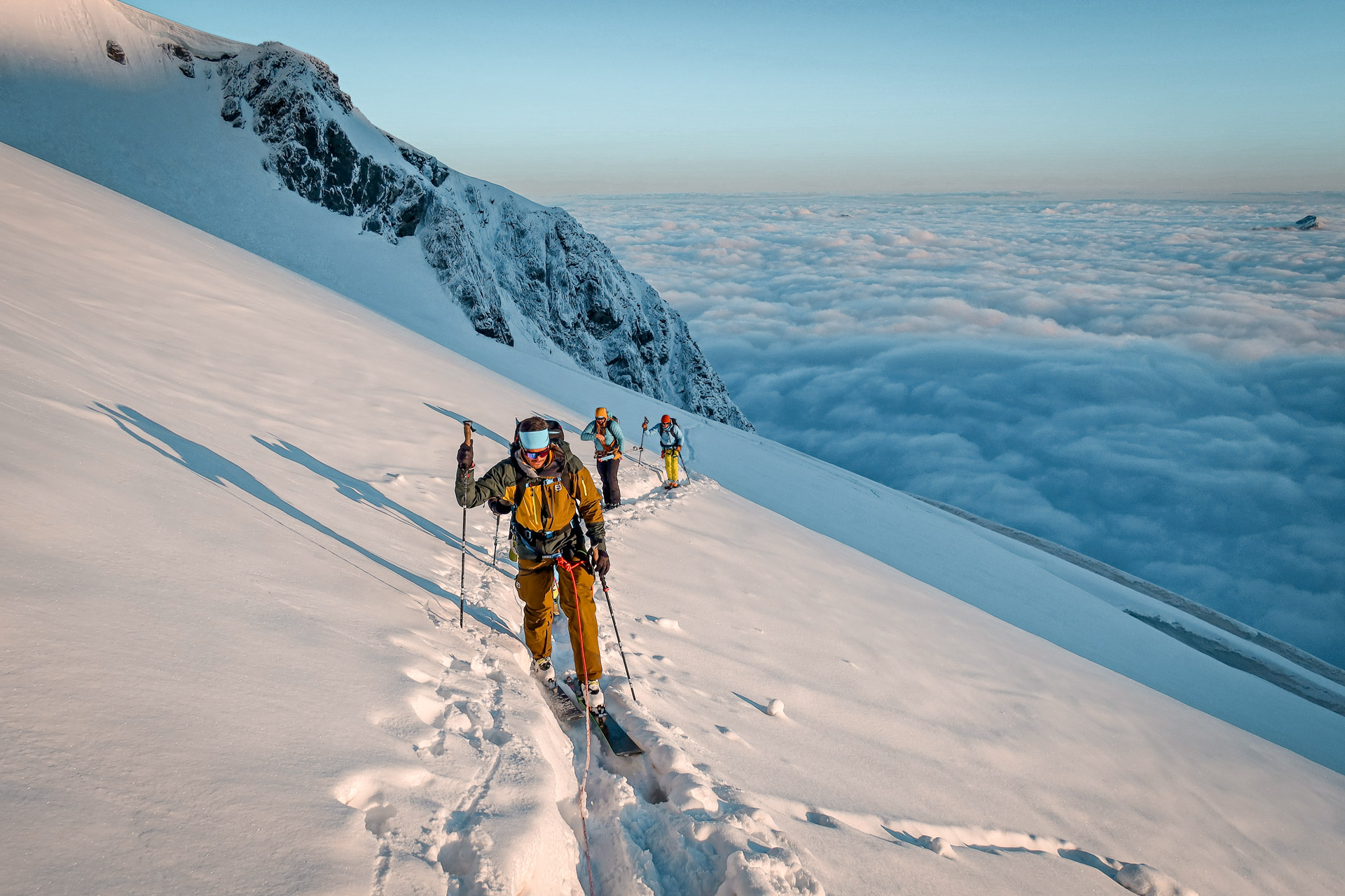 Ski touring ascent of Mont Blanc with a guide.