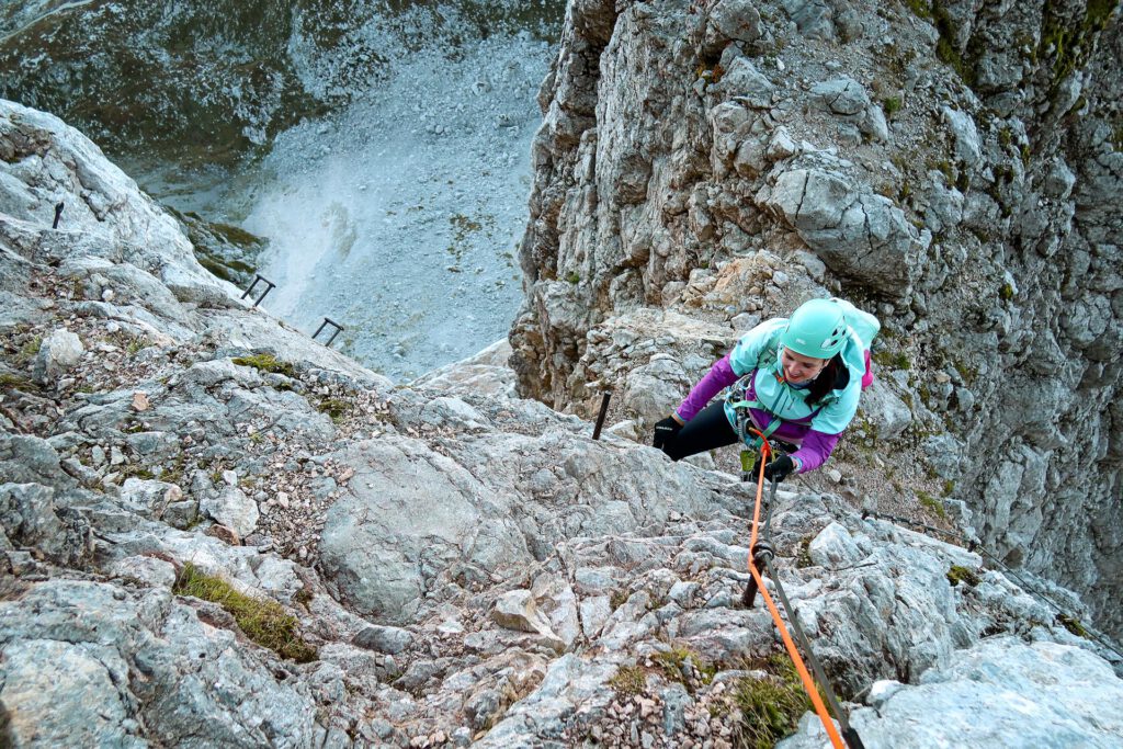 guided ascent on via ferrata mangart