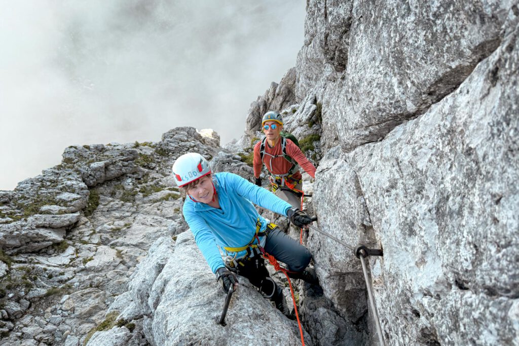guided ascent on secured climbing route mala mojstrovka