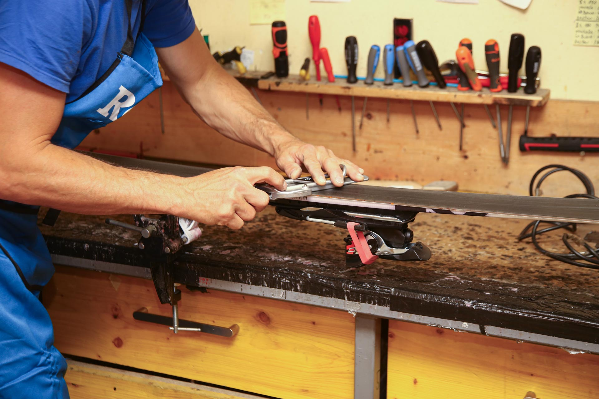 Changing glue on ski touring skins in Kranjska Gora