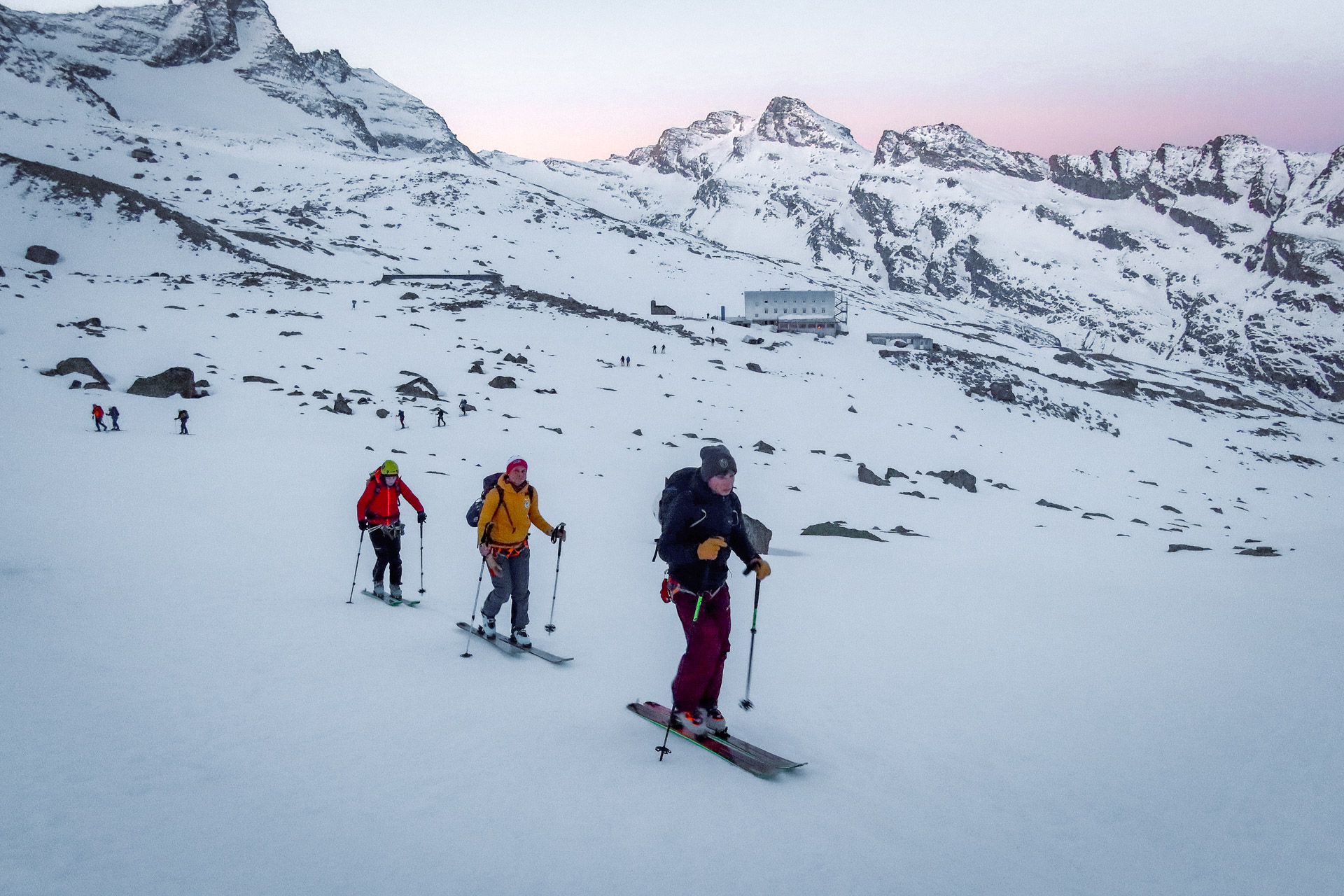Ascent with skis towards Gran Paradiso